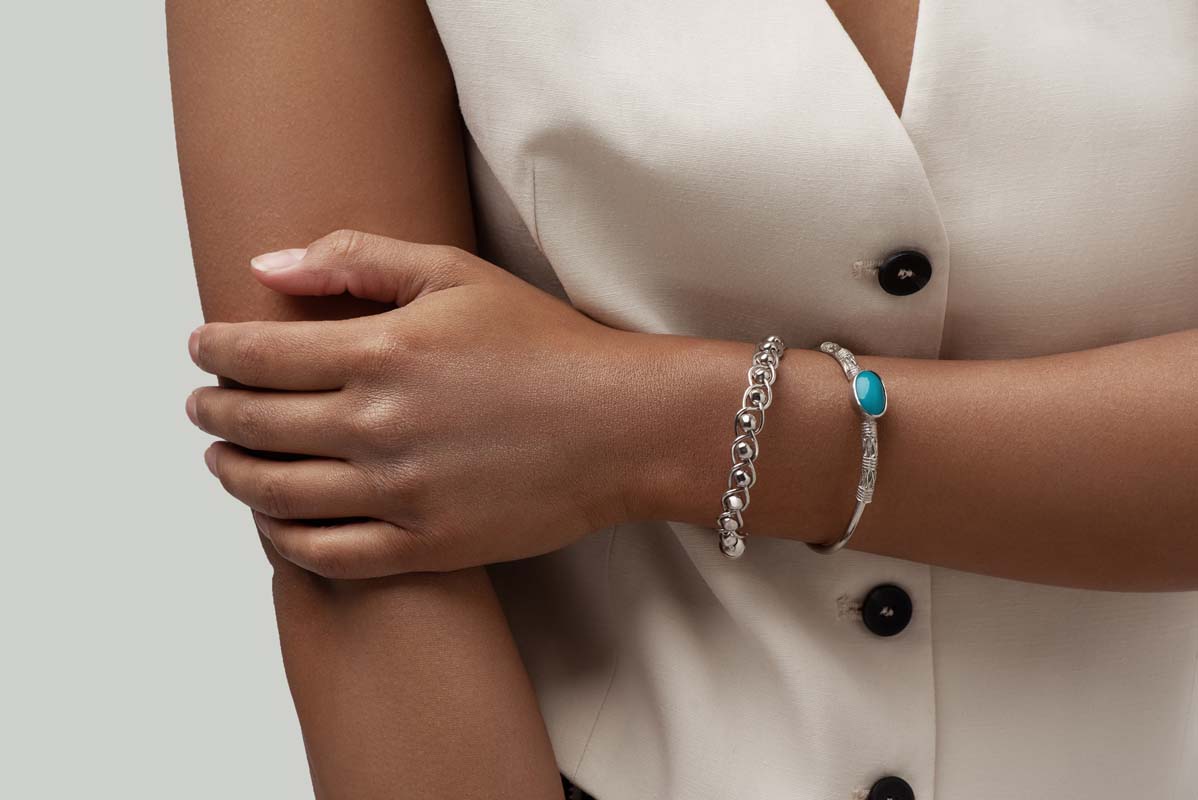 Signature Silver Ball Bangle