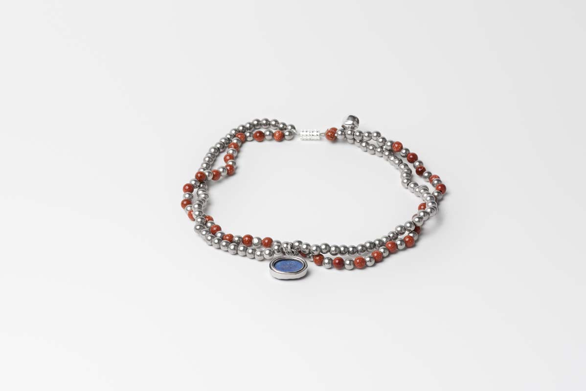 Signature Sunstar Double Anklet - Blue stone