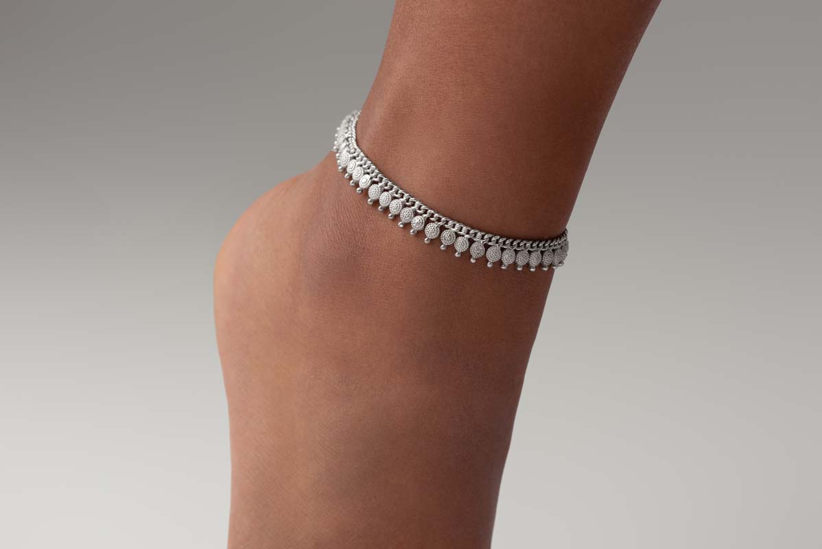 Indus Valley Traditional Silver Anklet Pair