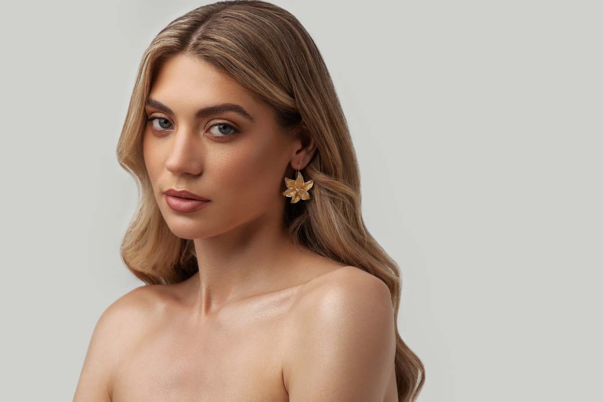 Italian Flower Earrings (Yellow Gold)