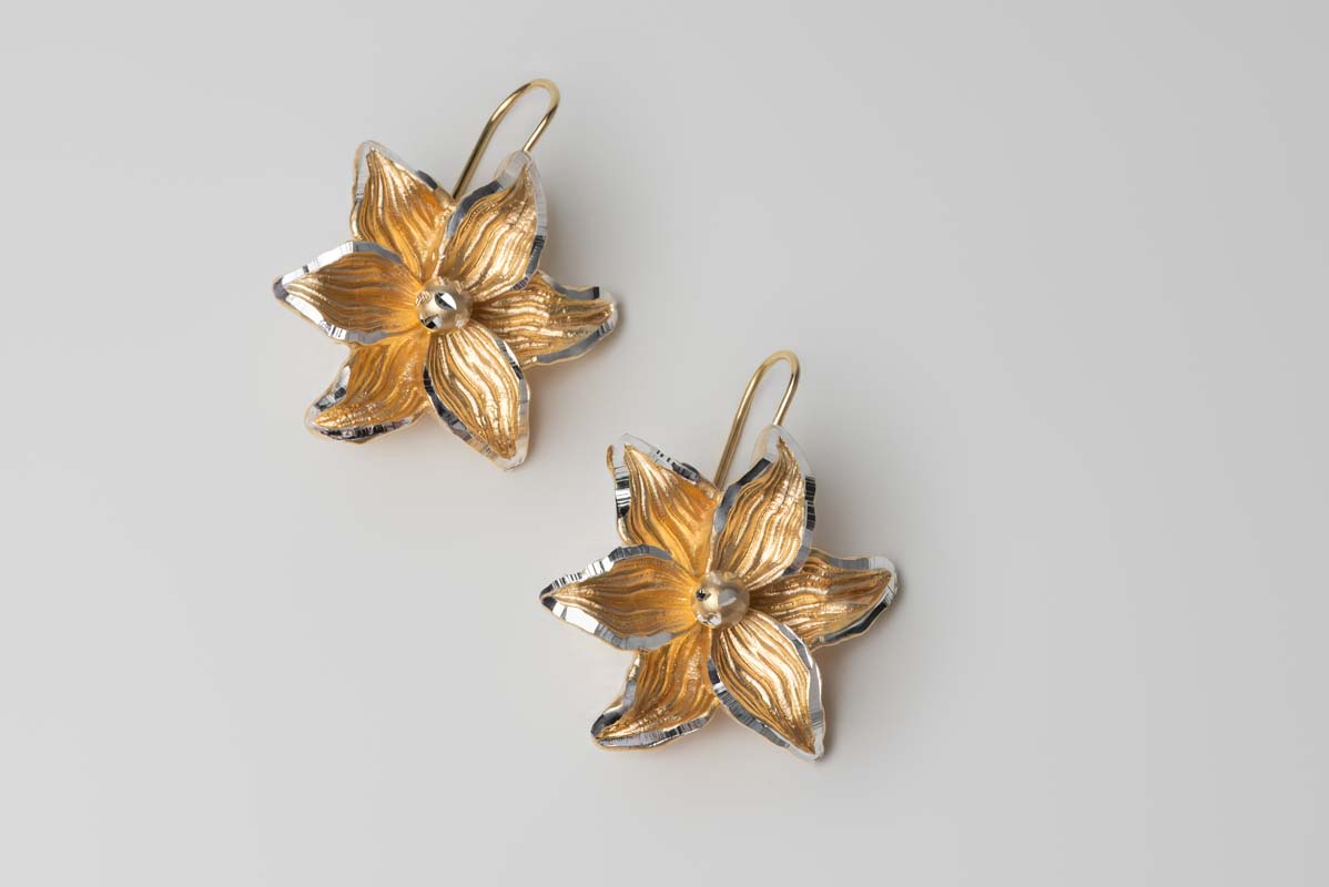 Italian Flower Earrings (Yellow Gold)