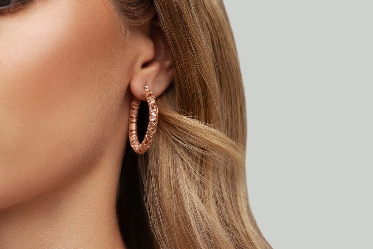 Italian Cutout Hoop Earrings (Rose Gold)