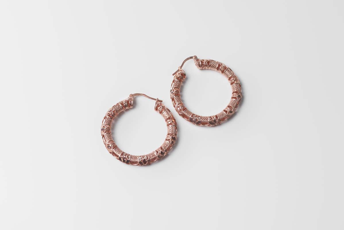 Italian Cutout Hoop Earrings (Rose Gold)