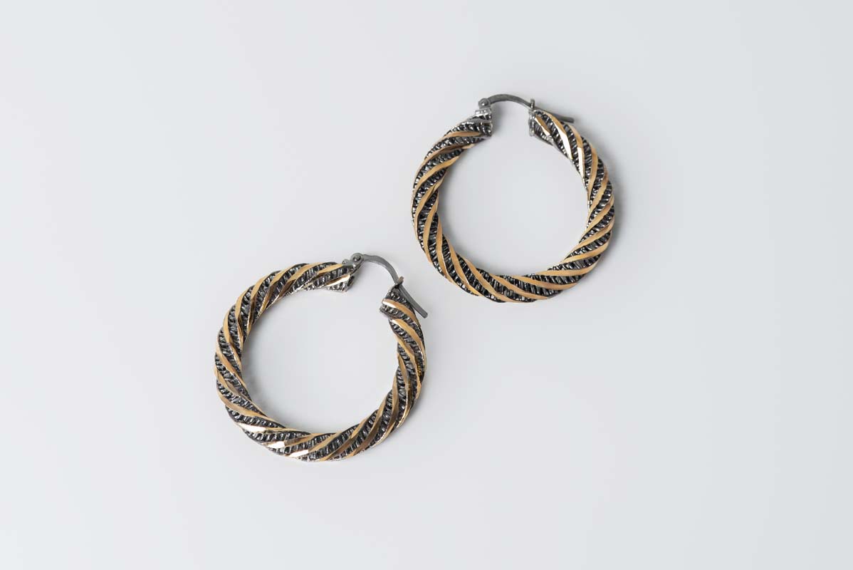 Italian Gold Swirl Hoop Earrings