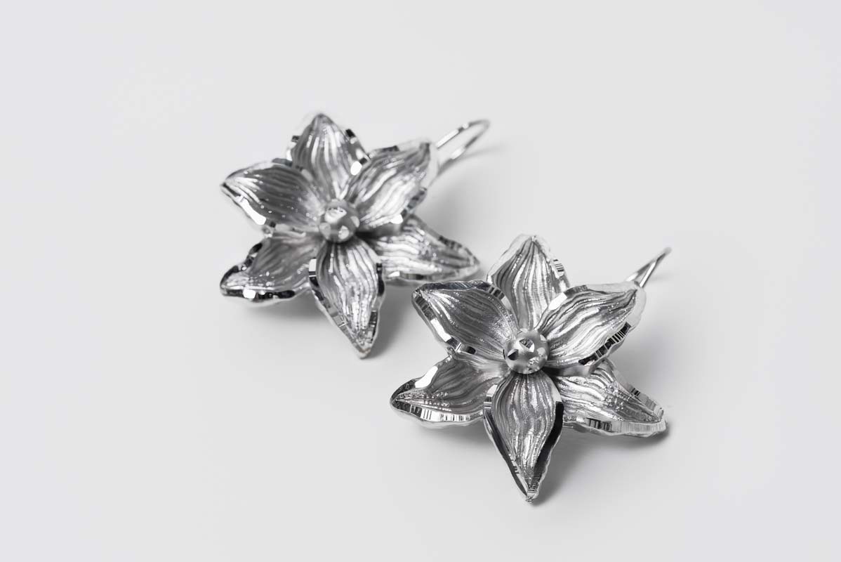 Italian Flower Earrings (Silver)