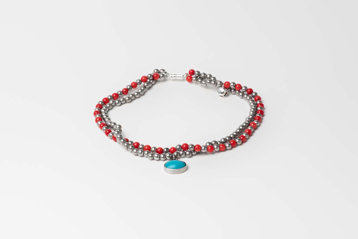 Signature Coral Double Anklet -Turquoise stone