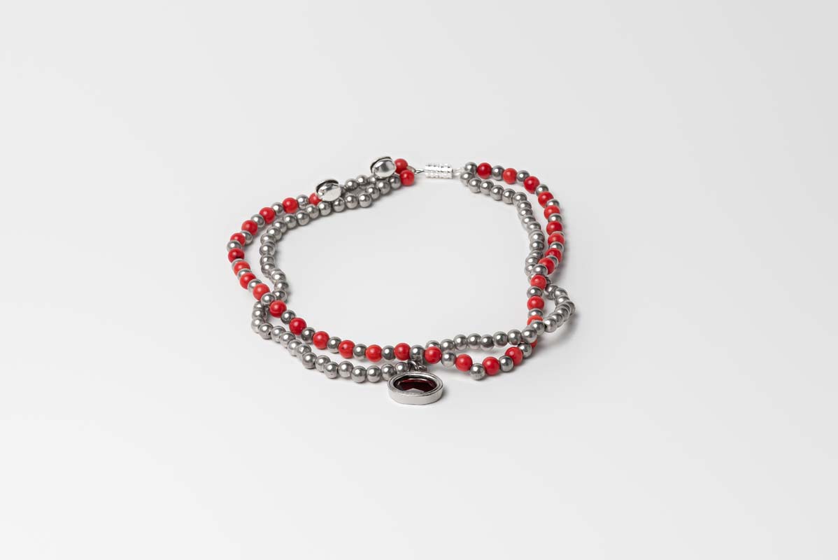 Signature Coral Double Anklet - Garnet stone