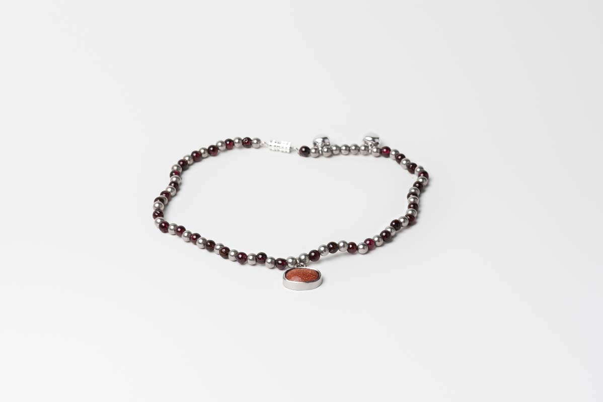 Signature Garnet Single Anklet- Sunstar stone