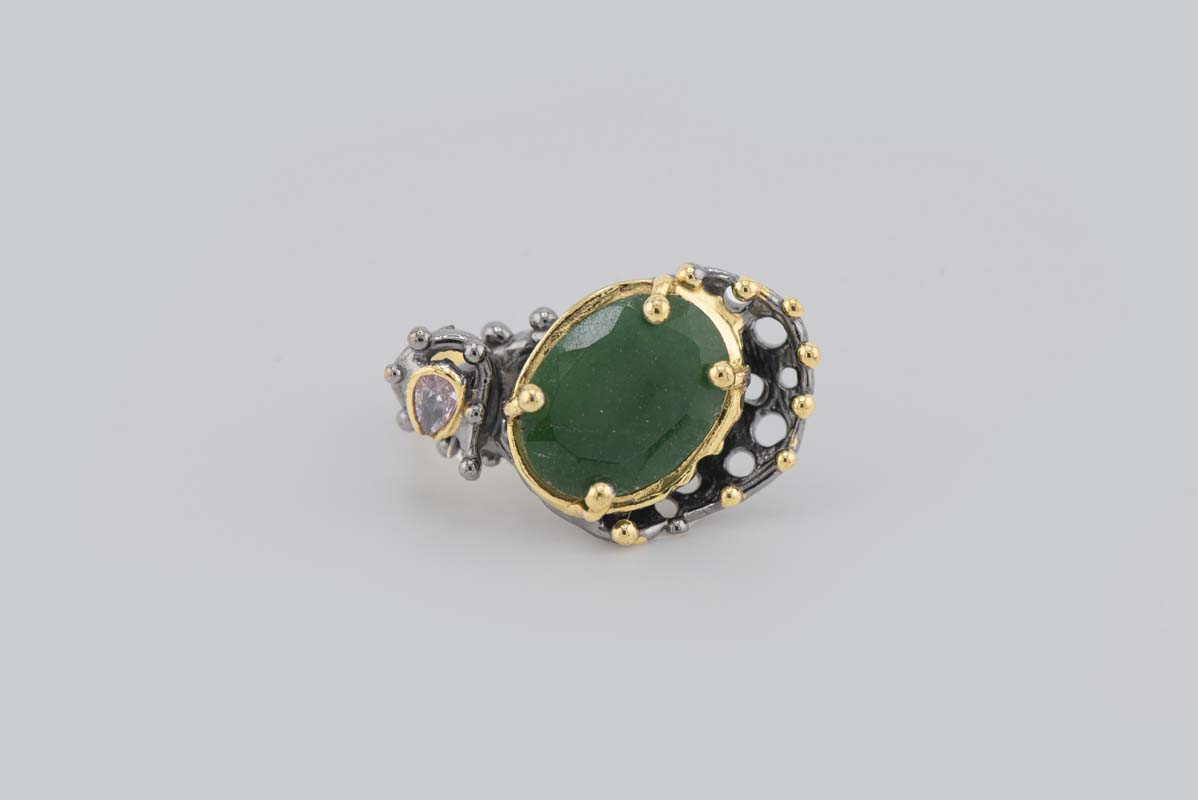 Turkish Ottoman Green Stone Ring