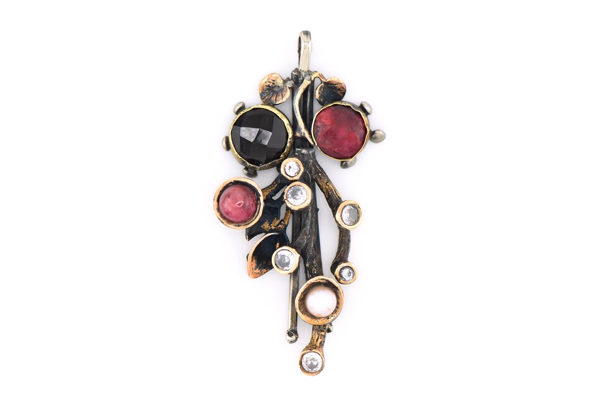 Turkish Ottoman Black & Red Stone Pendant